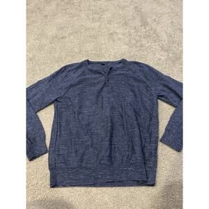 J Crew Sweater Mens Large Blue High Neck 1/4 Snap‎ Button Pullover